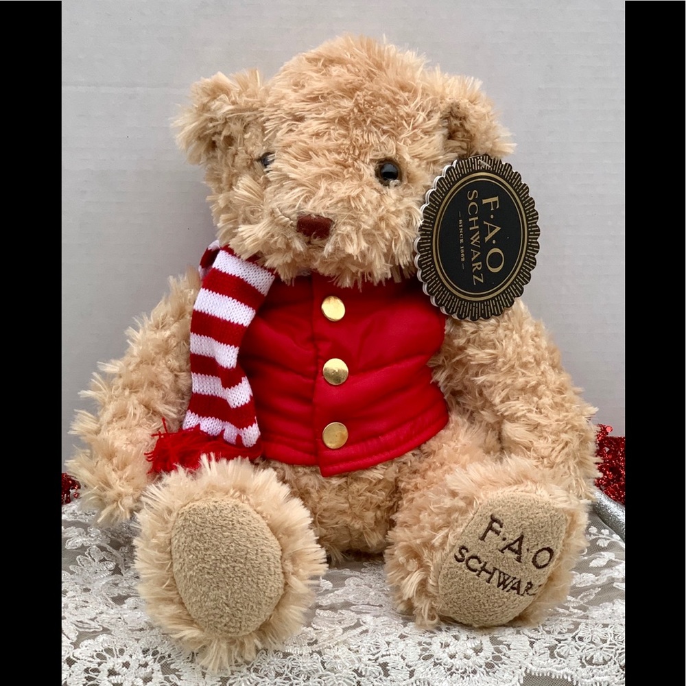 BRAND NEW! FAO SCHWARTZ  CHRISTMAS TEDDY BEAR
